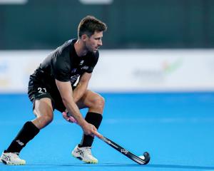 Otago hockey player Kane Russell in action during his 200th game for the Black Sticks in Oman....