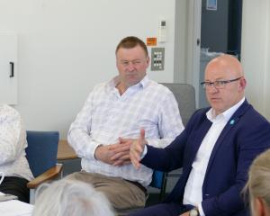 Minister for Mental Health Matt Doocey (right) talks to Clutha social services and mental health...