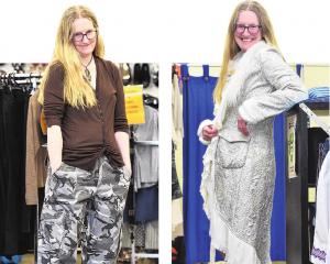 Reporter Mary Williams wears the "rockin’ reporter" outfit (left) that met her wish to look like...