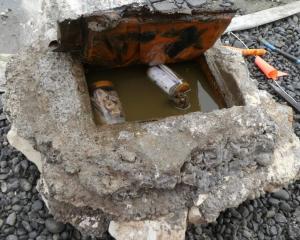 A box containing relics recovered during deconstruction of the Cathedral of the Blessed Sacrament...