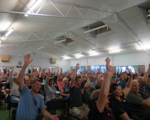 People attending a public meeting in Alexandra vote on whether to make an offer to buy public...
