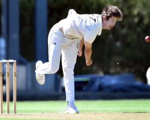 Otago medium-pacer Jarrod McKay sends down a delivery during the first day of the Plunket Shield...