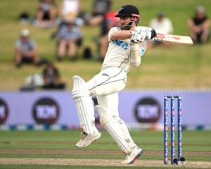 Kane Williamson plays the ball away for four runs during his innings of .133 not out. Photo:...