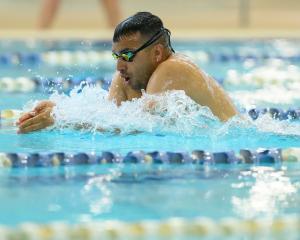 Mohammad Deljoo glides through the water at the Masters Games at Moana Pool in Dunedin. PHOTO:...