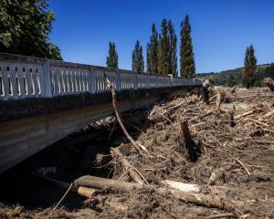 Wood and forestry slash at the Waipunga Bridge in the Esk Valley after Hawke’s Bay was struck by...