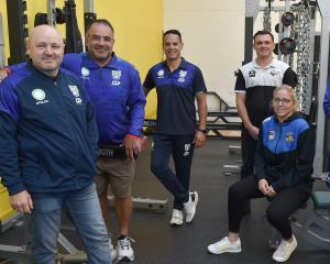 New Zealand Warriors heavyweights (from left) Andrew McFadden and Stacey Jones join trainer...