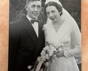 Brian and Dawn Becker, formerly of Oturehua and now living in Clyde, on their wedding day in 1959...