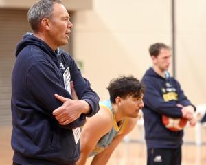 Otago Nuggets coach Brent Matehaere lays down the instructions during a training session at the...