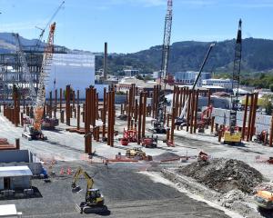 The new Dunedin hospital starts to take shape. PHOTO: PETER MCINTOSH