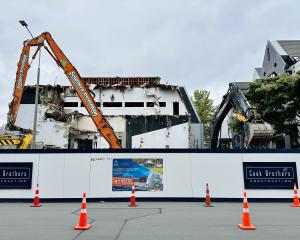 Demolition crews were taking down the old Christchurch YMCA building on Thursday. Photo: Supplied