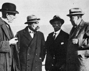 Excursion to inspect the Otago harbour mole at Aramoana (from left) Speaker of the House of...