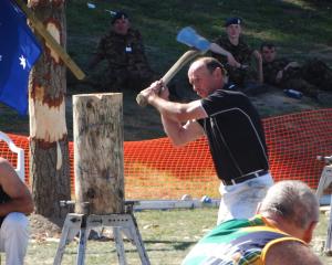 New Zealand Veteran Axemen captain Andrew Cox is all concentration during the third test against...
