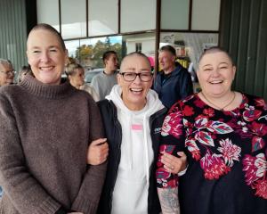 All smiles after their head shaves are East Otago Health Centre staff (from left) Andrea Buxton,...