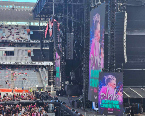 The view of the Pink stage at Eden Park from a VIP seat which cost $550. Photo / Tash Barker