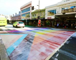 Rain washed much of the paint away, but remnants could still be seen on the crossing today. Photo...