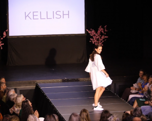 A model struts the catwalk at the Wastebusters' Refashion show, held last Thursday night at Lake...