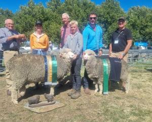 At a presentation for the supreme sheep at the Wānaka A&amp;P Show earlier this month are the...
