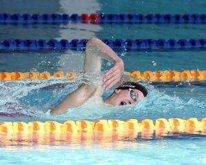 Kiwi swimmer Alfie Weatherston Harvey competes in the men’s 12 and over 1500m freestyle at the...