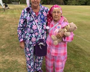 Janie Shuker (left) and Mavis Holt win the prize for best dressed pair. PHOTO: SUPPLIED