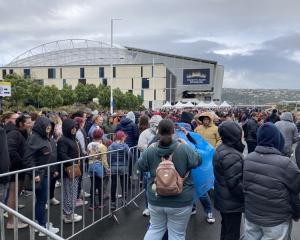 Crowds line up in cool conditions for Pink's concert tonight at Forsyth Barr Stadium in Dunedin....