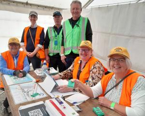 Among the 350 volunteers at Warbirds Over Wanaka are (from left), Noeline Gifford of Wānaka,...