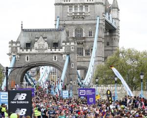 London Marathon runners at Tower Bridge earlier this month. Photo: Reuters 