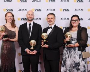 Former Cromwell woman Cheyana Wilkinson (right), with colleagues Jo Davidson, Mike Cozens and...