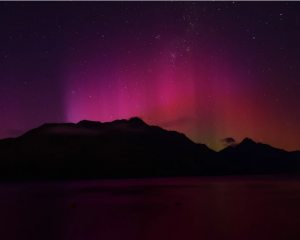 Aurora Australis, captured from the Queenstown Gardens around 6 am on 20 April, 2024. Photo:...