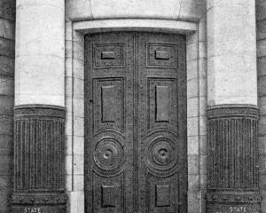 Bronze doors for State Fire Insurance buildings, Wellington. Designed by Price and Gunner,...