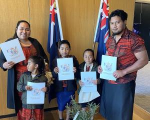 The Tema-Esera family from Samoa, (from left) Meipo, Kika, 5, Peter, 10, Tema, 7, and Donald,...
