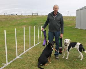 Allen Booth of Benhar with his two dogs Willow (left) and Hannah, who have both won dog agility...