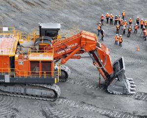 Macraes’ new electric shovel was unveiled at the mine yesterday. PHOTO: STEPHEN JAQUIERY