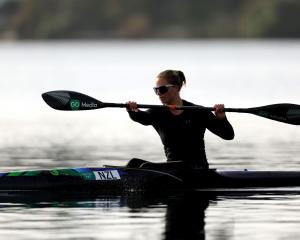 Lucy Matehaere trains at Lake Pupuke in Auckland ahead of yesterday’s Olympic team announcement....