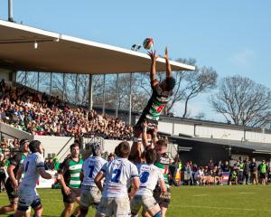 Marist flanker Filipo Veamatahau soars high to claim a lineout during his side’s 31-26 win in...