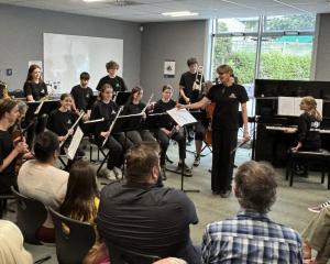 Teen musicians, conducted by Helen Carter, performed at a Wanaka Concert Society concert in the...