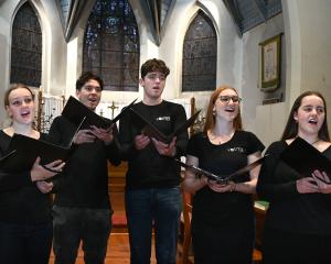 Rehearsing at All Saints’ Church, North Dunedin, are Dunedin members of the New Zealand Youth...