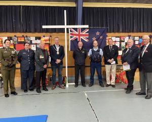 At the Pembroke School Anzac Day service last week are (from left) New Zealand Defence Force...