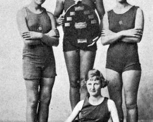 Otago Girls' High School team, winners of the secondary schools relay race, (standing) Gladys...