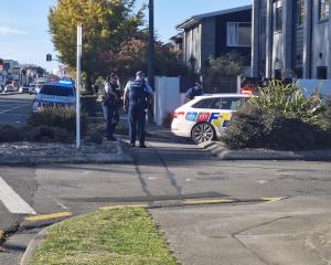 Armed police were called to the suburb of Addington earlier today. Photo: Dylan Smits/Star News 