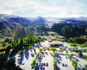 An artist’s impression of the proposed Coronet Peak gondola along with its base building and...