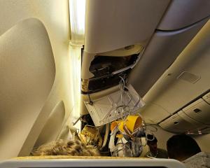 The interior of Singapore Airlines flight SQ321 is pictured after an emergency landing at Bangkok...