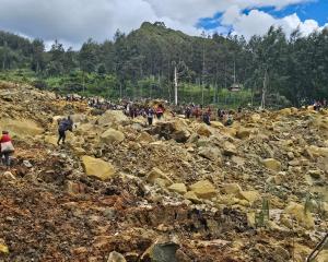 The scale of the damage after the landslide in Maip Mulitaka, Enga province. Photo: Emmanuel...