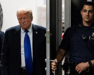 Donald Trump returning to the courthouse moments before hearing the guilty verdict from a jury at...