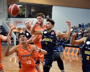 The Southland Sharks in action against the Otago Nuggets in Dunedin last month.