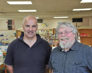 Dr Angus Mackay and Prof Warren Tate, pictured when they received ME/CFS research funding during...