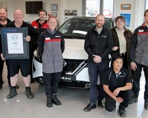 Balclutha Motors was recognised as the top Nissan dealership in New Zealand, last week. PHOTO:...