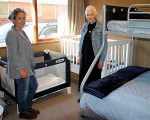 Support workers Pia Dickhaut (left) and Carol Adams in one room of their service’s Balclutha...
