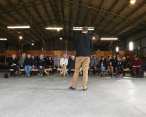 Associate Minister of Agriculture Mark Patterson addresses high country farmers at a government...