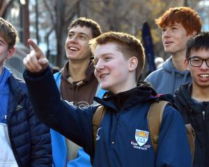 Otago Boys’ High School pupil Max Cutfield looks around  the University of Otago campus with his...