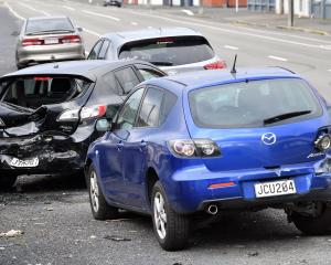 A crash in Fryatt St resulted in about $10,000 of damage to three vehicles. PHOTO: STEPHEN JAQUIERY